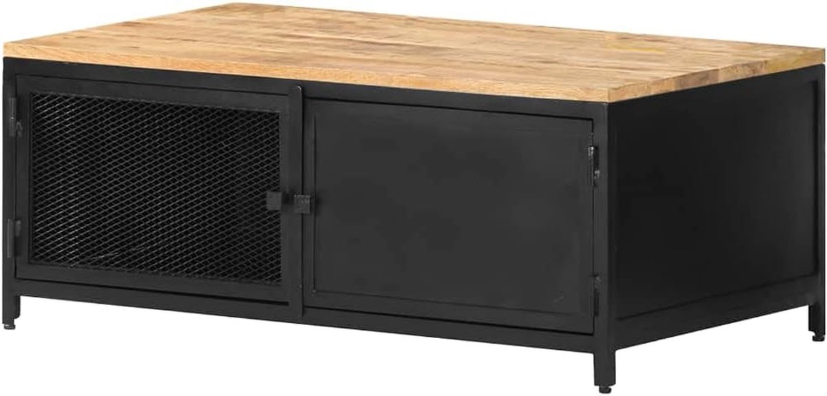 Salontafel - Bijzettafel Koffietafel - Woonkamer Meubilair - Massief Ruw Mangohout - 90x50x37 cm - Natuurlijk Hout