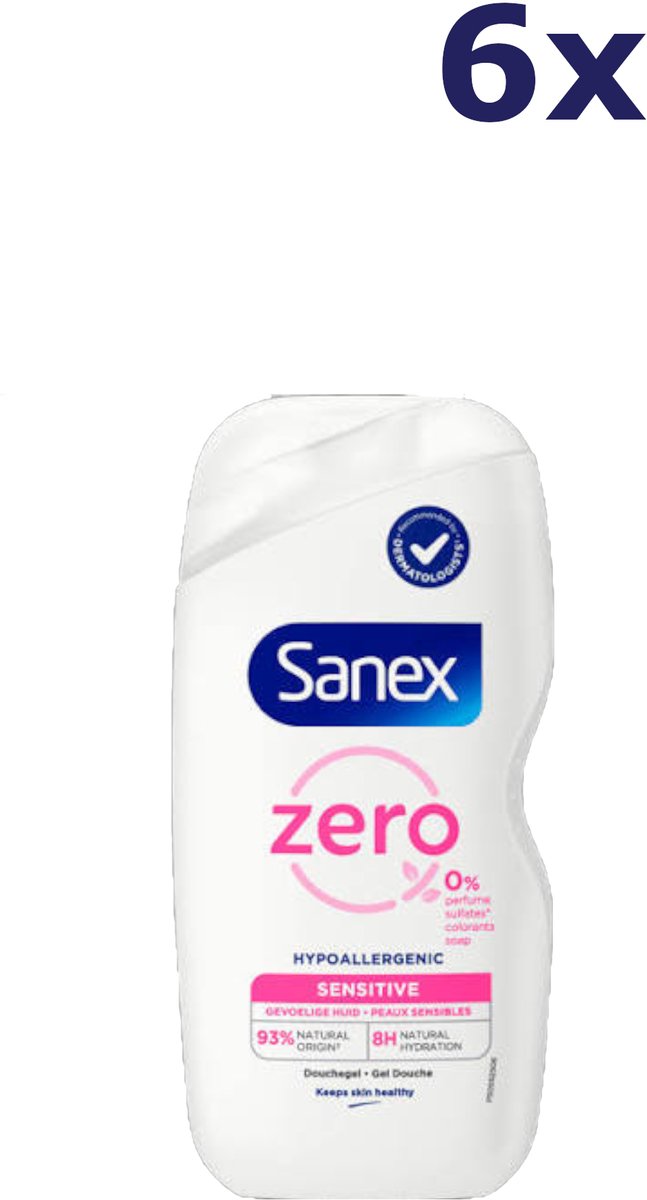 6x Sanex Douchegel - 400ml - Zero - sensitive