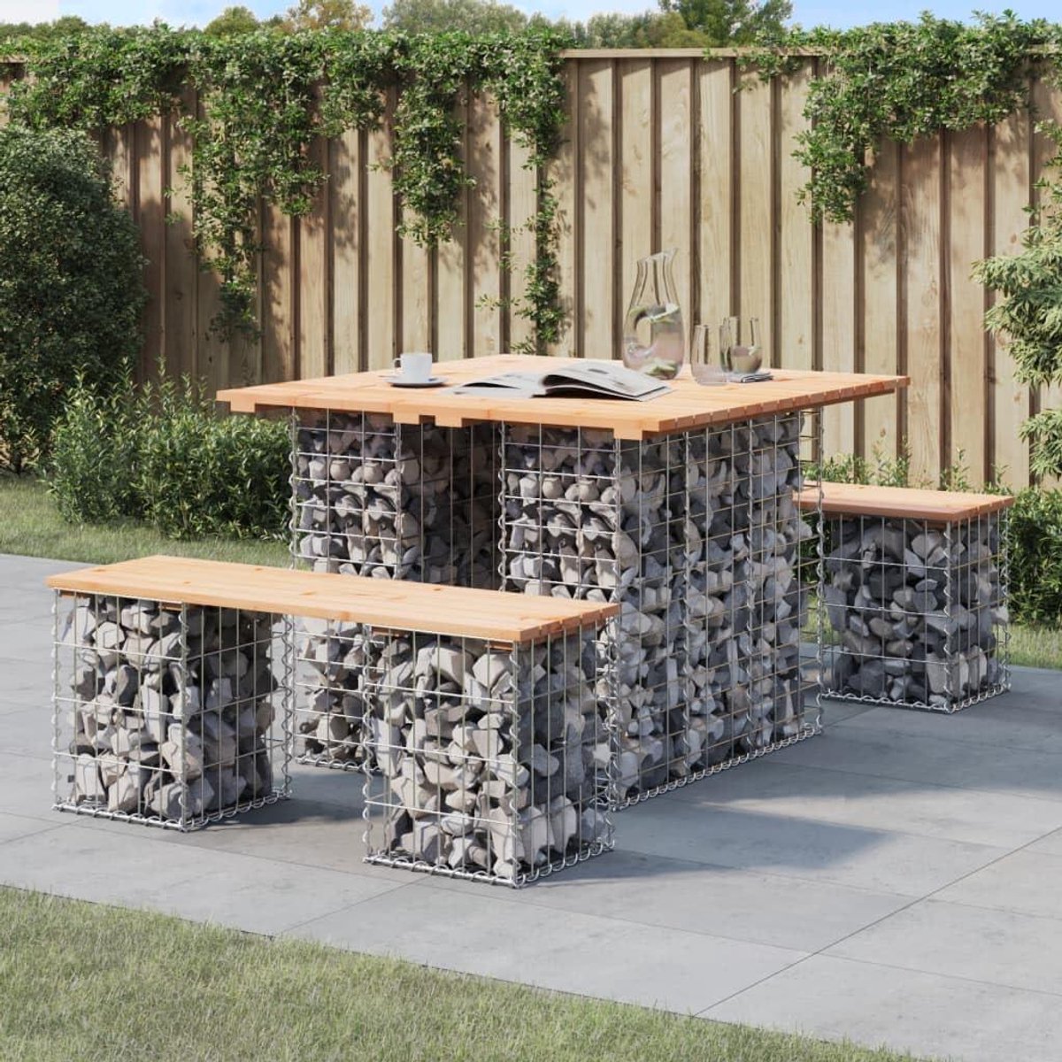 Tuintafel Schanskorf - Picknicktafel Buiten - Buiten Zitten - Massief Grenenhout - 102x100x72 cm - Bruin