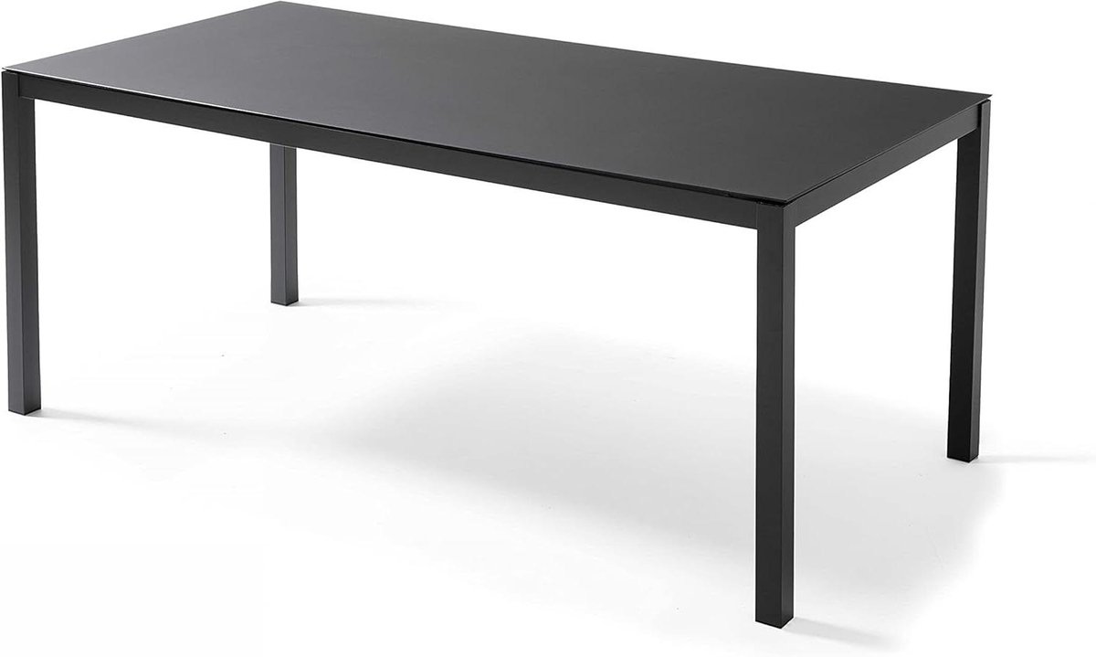 Grote tuintafel aluminium antracietgrijs 180x90 cm voor 8 personen