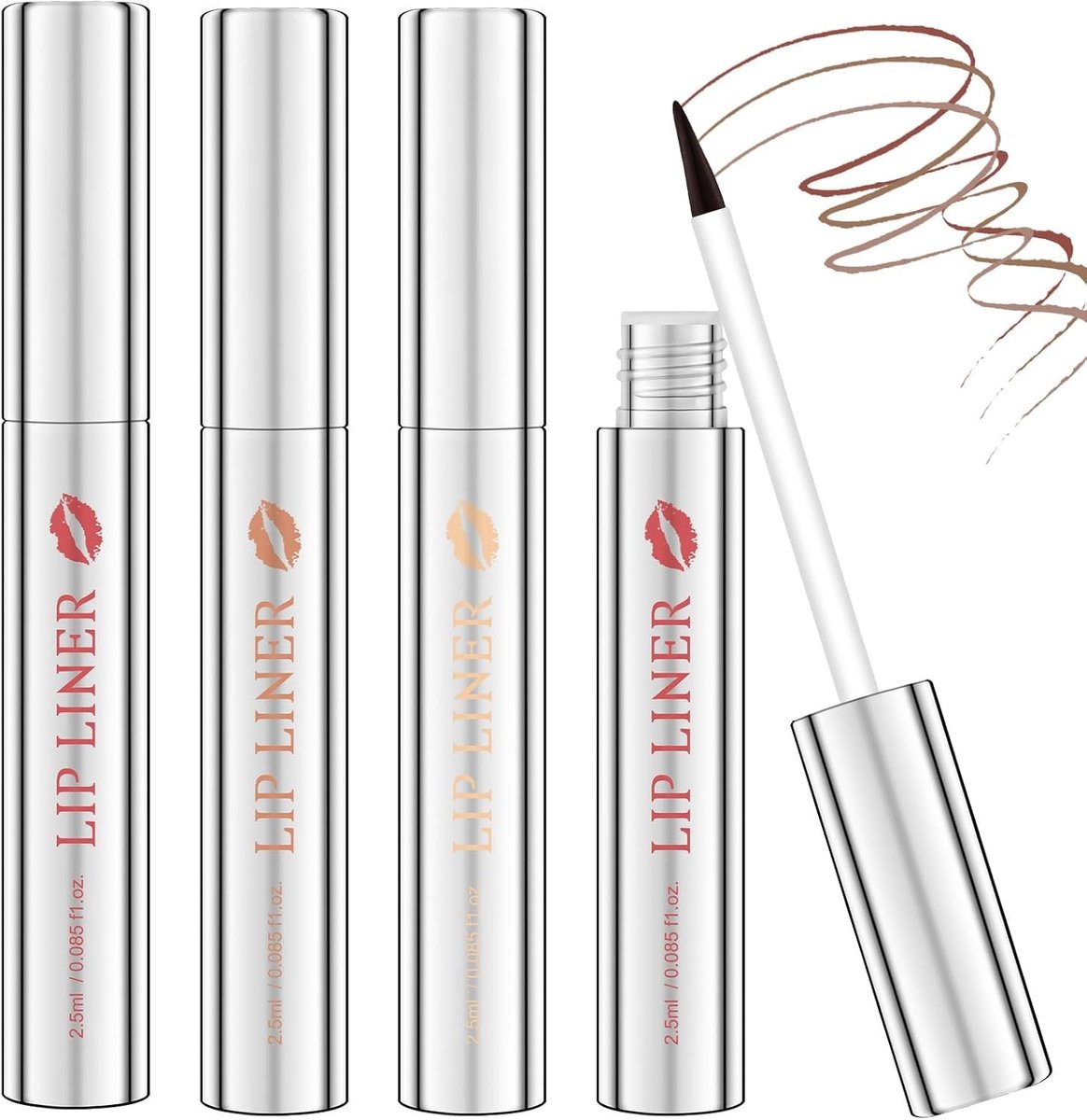 Peel-Off Lip Liner Set met 3 Kleuren, Langdurige Lip Liner Tattoo, Pigmentrijke en Afneembare Lip Liner Stift voor Perfecte Lippen