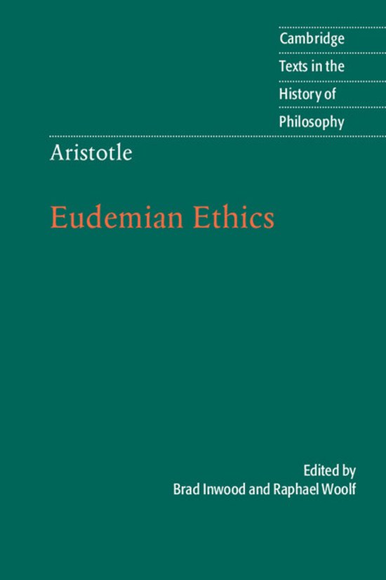 Boekomslag van Eudemian Ethics van Aristoteles, met tekst in het rood en wit.