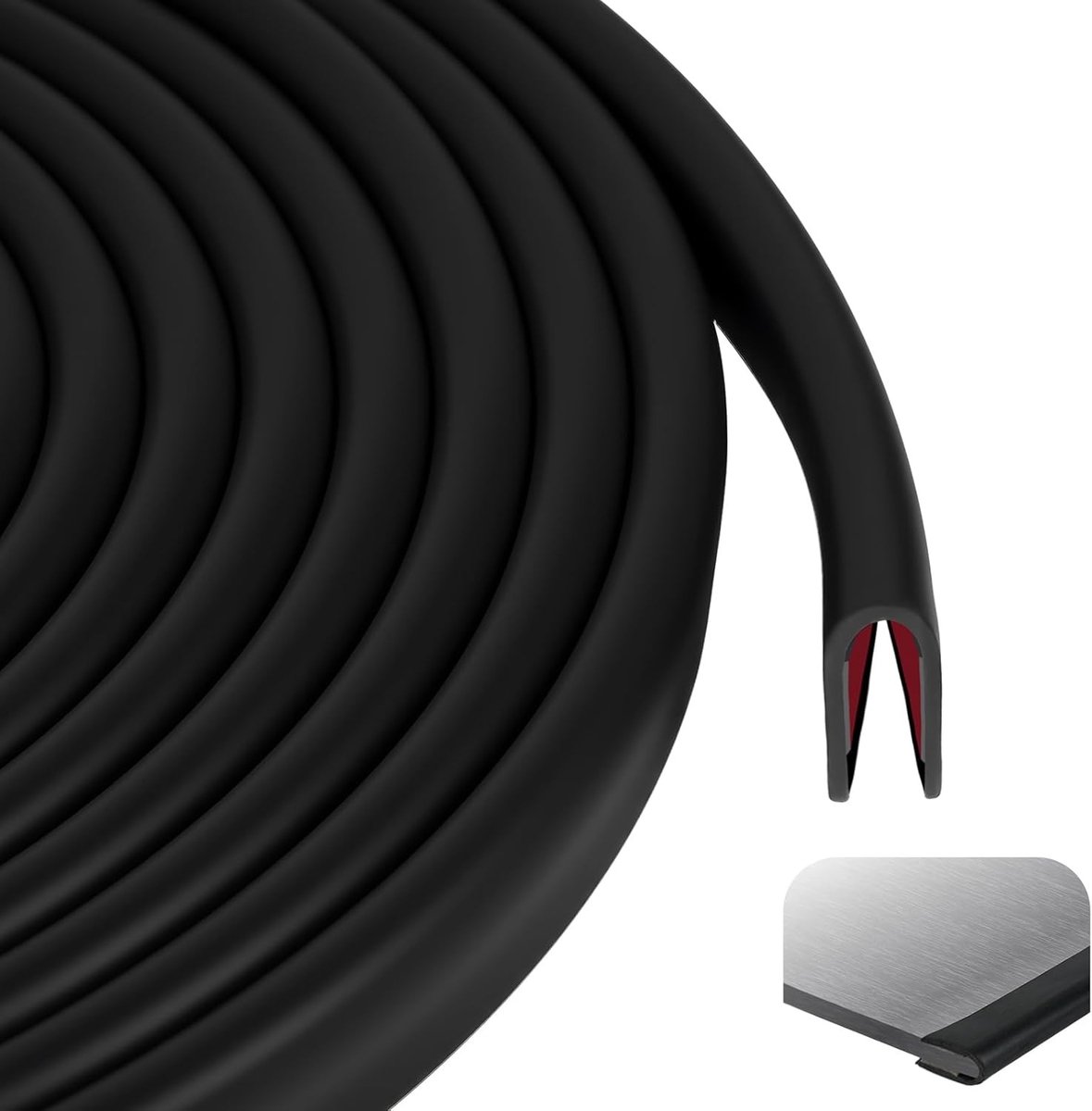 Zelfklevende EPDM U-vormige rubberen randbescherming, 3m x 2mm, voor auto-deuren, ramen en metalen panelen - Zwart