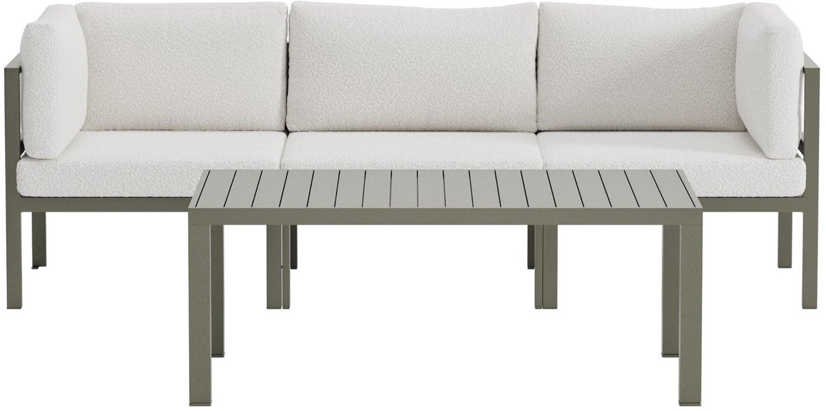 Copacabana loungemeubel bank 3-zits en salontafel bruin.