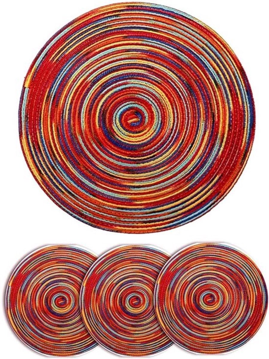 4 stks Katoen Geweven Rotan Hittebestendig Tablema 118 Inch 30 cm Ronde Placemats Set Onderzetters Tafelmatten Kom Mat voor Eettafel Keuken Decoratie