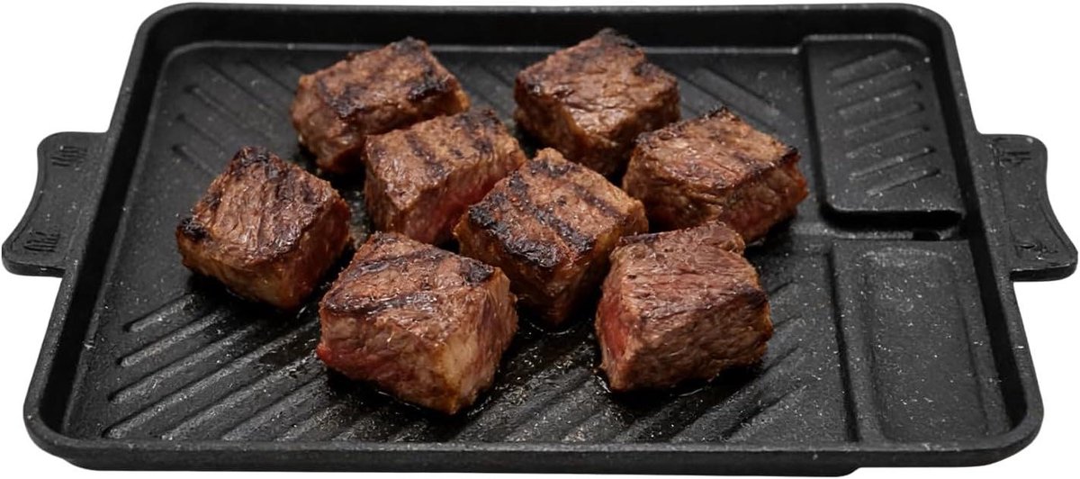 Grillplaat Gietijzer Rechthoekige Pan Buiten Koken Gelijkmatige Warmte 32x26 cm Zwart