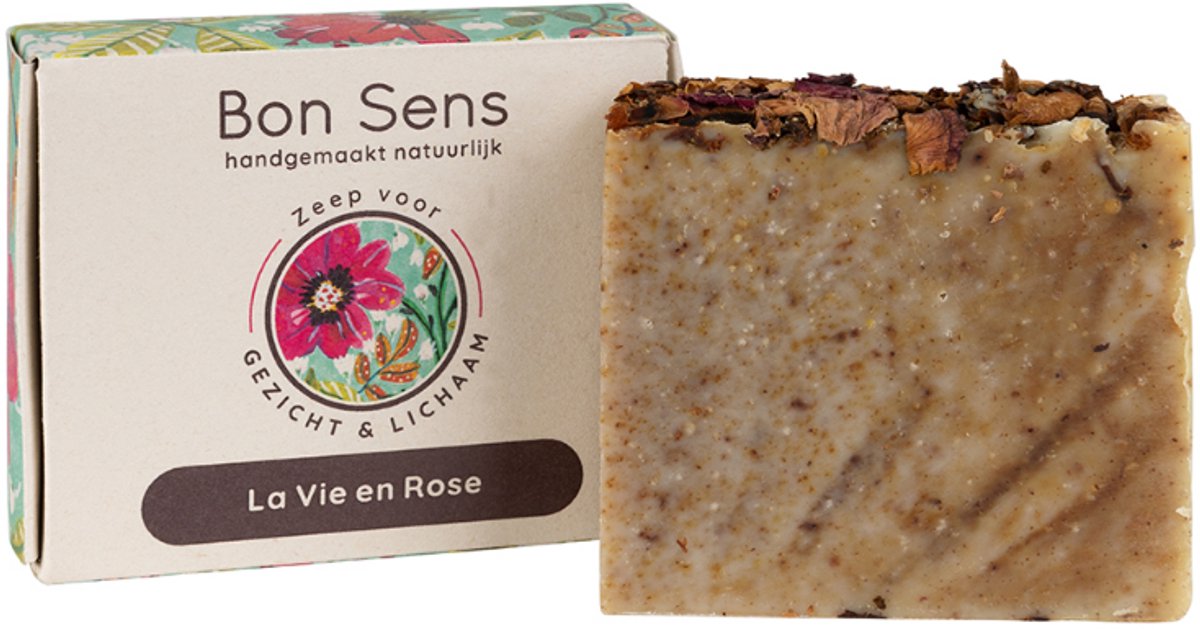 Le Bon Sens La Vie En Rose Zeep 110 gram - vegan, palmolievrij, voor gevoelige huid, handgemaakt, plasticvrij, biologisch afbreekbaar