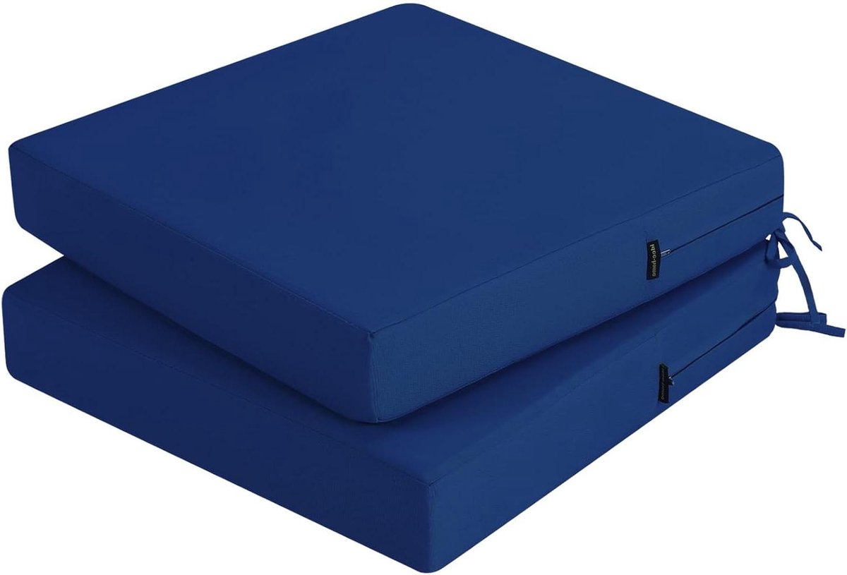 Stoelkussen Set - Buitenmeubels Kussens - Comfortabel Zitten - Waterafstotend Stof - 48x48x10 cm - Donkerblauw