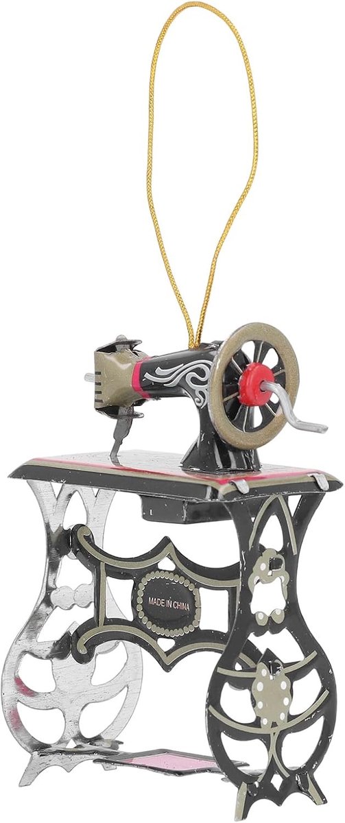 Decoratieve Vintage Zwarte Naaimachine Ornament voor Kerst, Uniek Naaiaccessoire, Perfect voor Feestdagen en Huisdecoratie