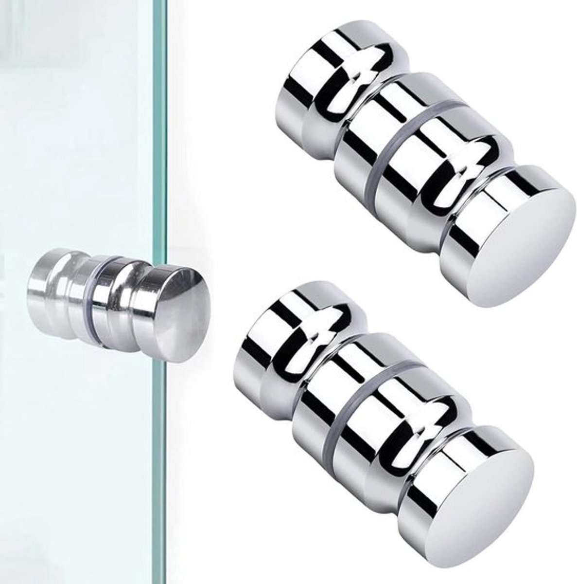 Douchedeurknop 2 stuks M8 x 30 mm - Roestvrij staal - Voor glazen deuren - Schuifdeur .