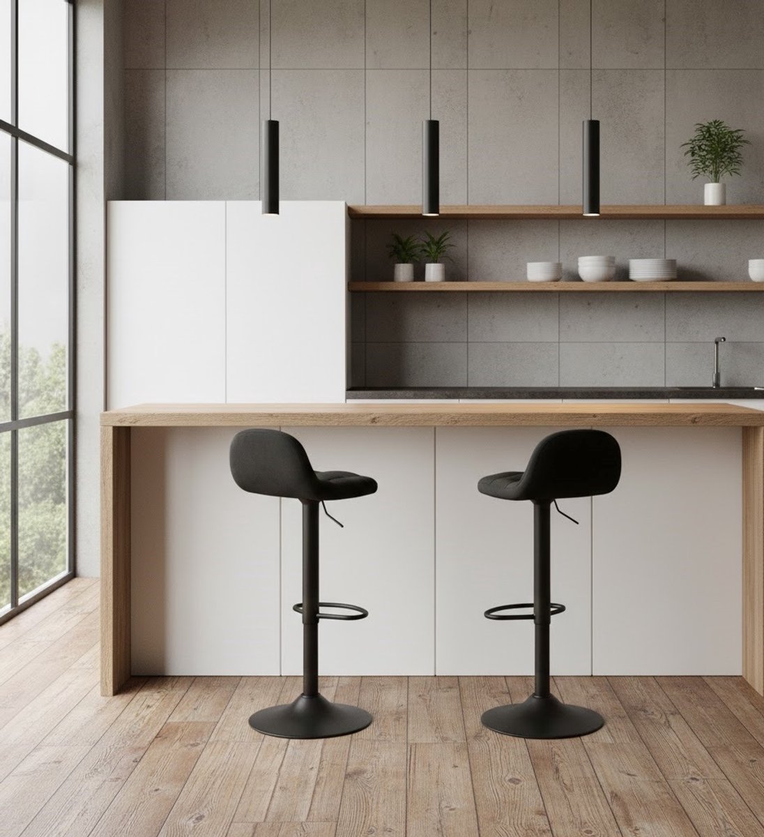 Design Barkrukken Set van 2 - Hoogteverstelbaar - 360° Draaibaar - Grijs - Novihome