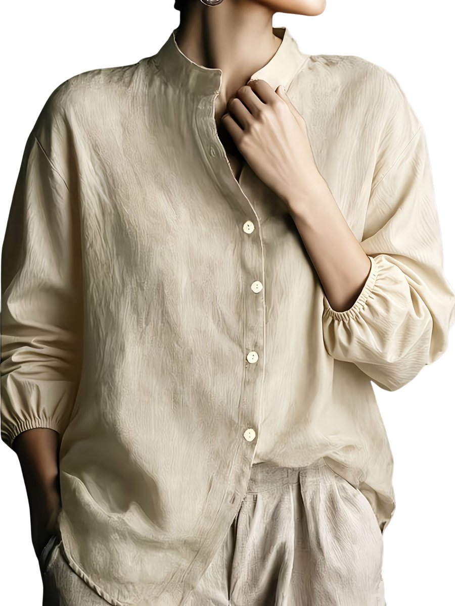Currero Linnen Blouse Dames T-Shirt Polo Overhemd Shirt Zomer Ibiza Stijl Abrikoos