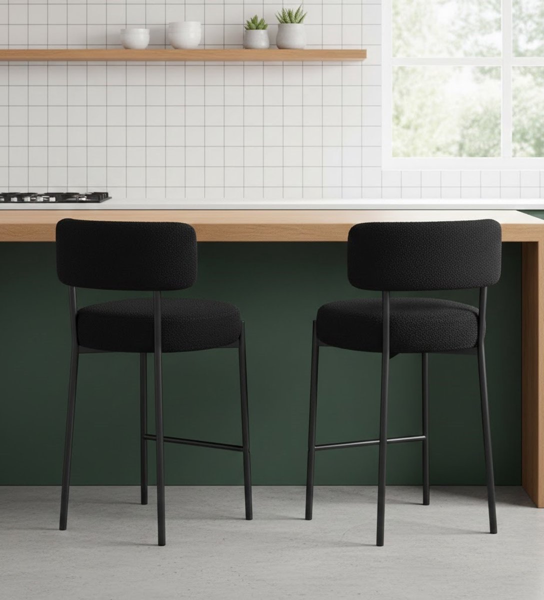 Design Barkrukken Set van 2 - Hoogteverstelbaar - 360° Draaibaar - Zwart - Novihome