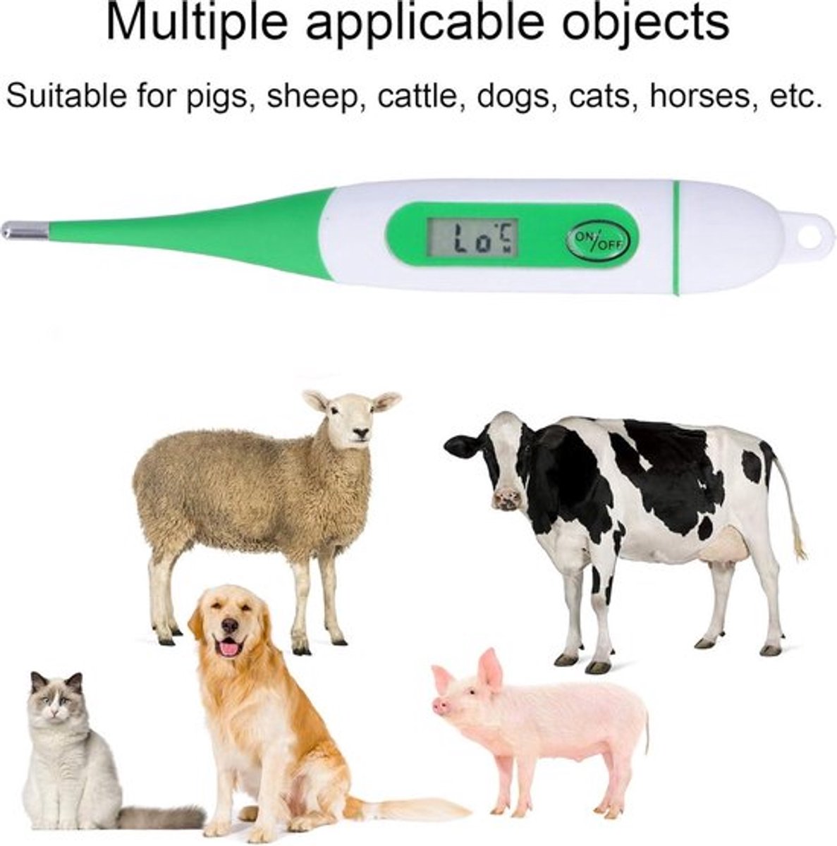 Digitale koorts thermometer voor huisdieren - waterdicht met LCD scherm - voor paarden, vee, honden, katten, varkens en schapen .