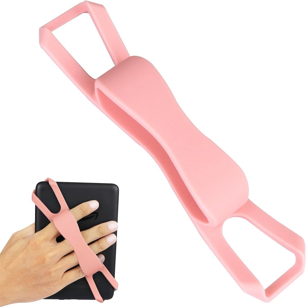 Non-slip Siliconen Polsband voor Universele Vinger Grip Houder voor 6 tot 7 inch E-Readers zoals Kindle, Kobo en Sony (Roze, Nieuwe Versie)