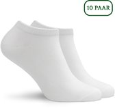 Hipperboo® 10 Paar Bamboe Sneakersokken - Maat 35-38 - Wit - Dames Sokken - Enkelsokken Dames - Meerdere maten en kleuren - Korte sokken - Naadloos