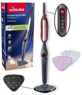 Nettoyeur vapeur Vileda Steam Plus Pro Compact avec brosses et lingettes, avec détails du bouton de commande.