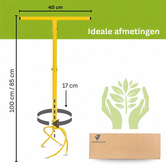 JustValue Tuinklauw - 4-Tands Tuinwoeler - Bodembewerker - Hoogte Verstelbaar 90-99cm - Ergonomisch T-Handvat - Staal - Voor Grond Beluchten - Onkruid Verwijderen - Moestuin - Geel van JustValue — afbeelding 4