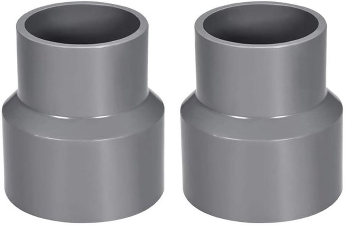 2 stuks PVC DWV reducerende koppeling. 50 mm x 63 mm socket pijpfitting adapter voor kanaalreductiemiddel en watervoorziening sanitaire systemen. grijs