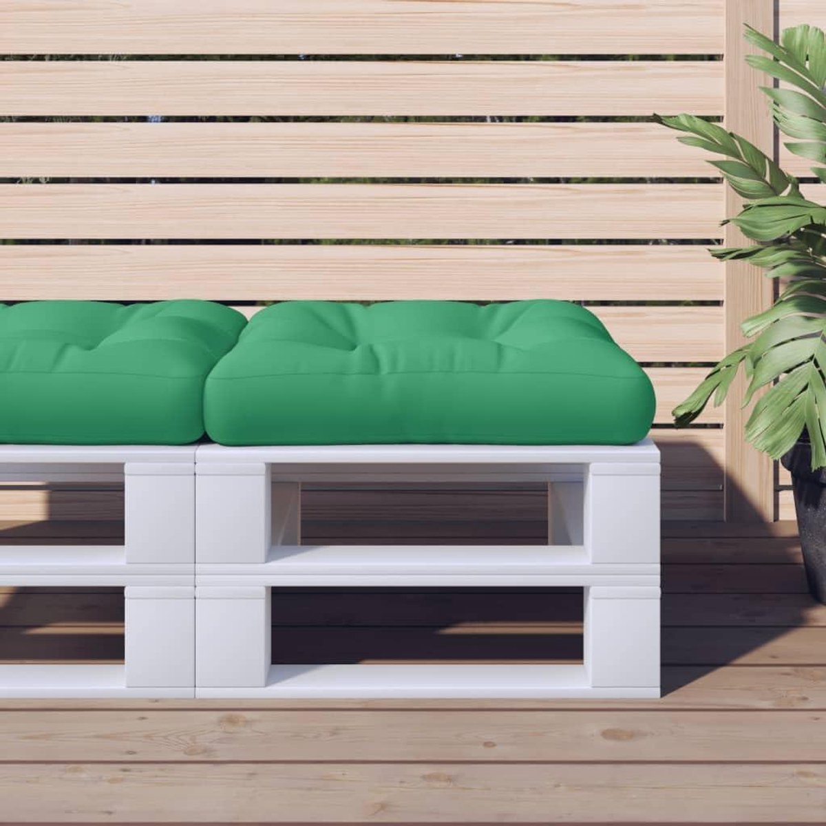 Palletkussen - Zitkussen Tuinbank - Buiten Zitten - Zachte Holle Vezel Vulling - 60 x 60 x 12 cm - Groen