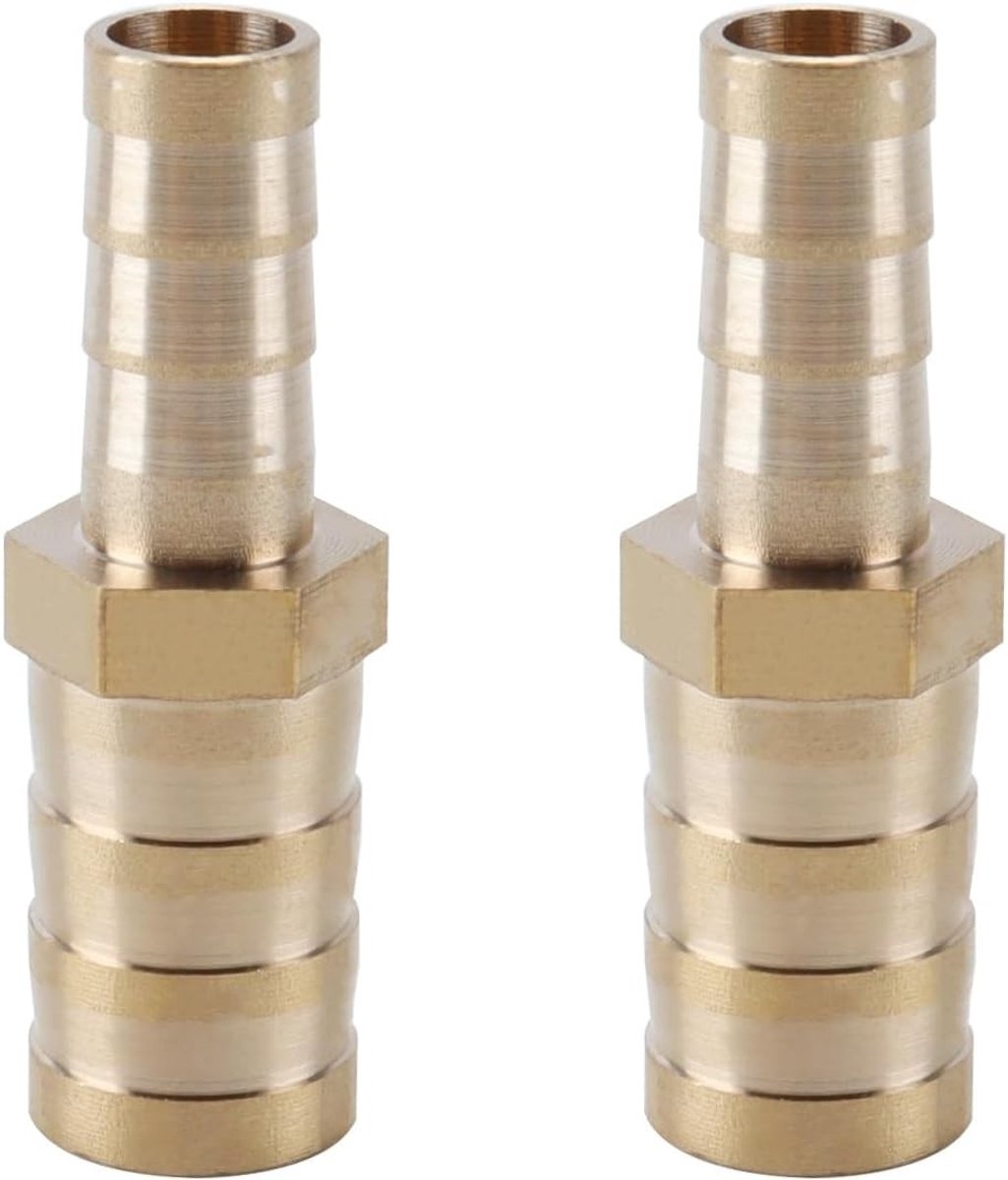 2 Stuks Messing Barb Fittingen, 12mm naar 8mm Slangverbinder voor Water, Gas, Olie, Lucht en Boottoepassingen