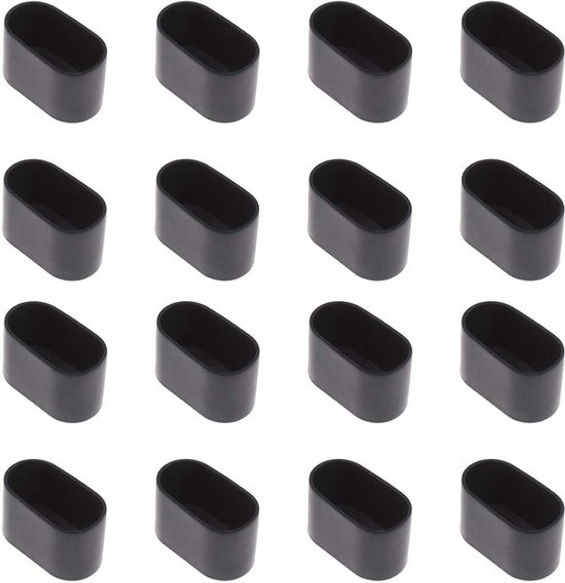 Ovale Tafel Stoel Been Tip - Anti-kras - Flexibele Rubber - Meubelvloer Bescherming - Zwarte 40x20mm - Geschikt voor 16 stuks