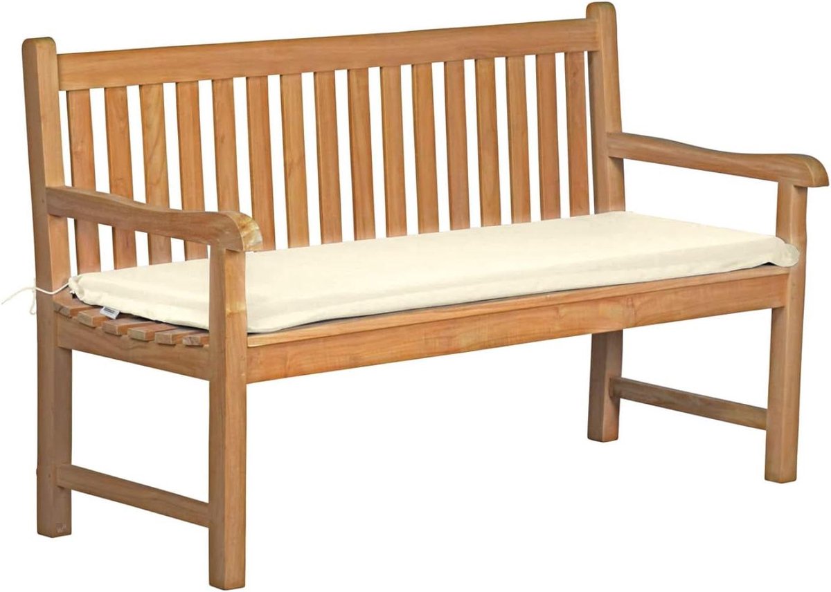 Tuinkussen Rechthoekig - Zitkussen Bankkussen - Buiten Ontspannen - Vormvaste Schuimkern - 110 x 40 cm - Natuurlijk Wit