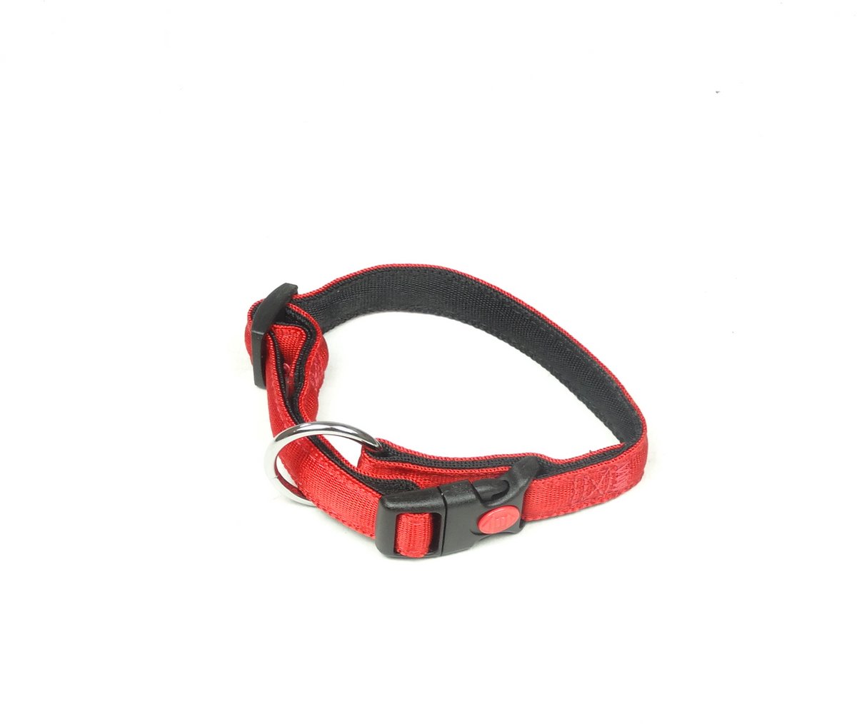De-Tail Halsband Nylon met zachte voering en snelsluiting 15 mm x 25-35 cm Rood
