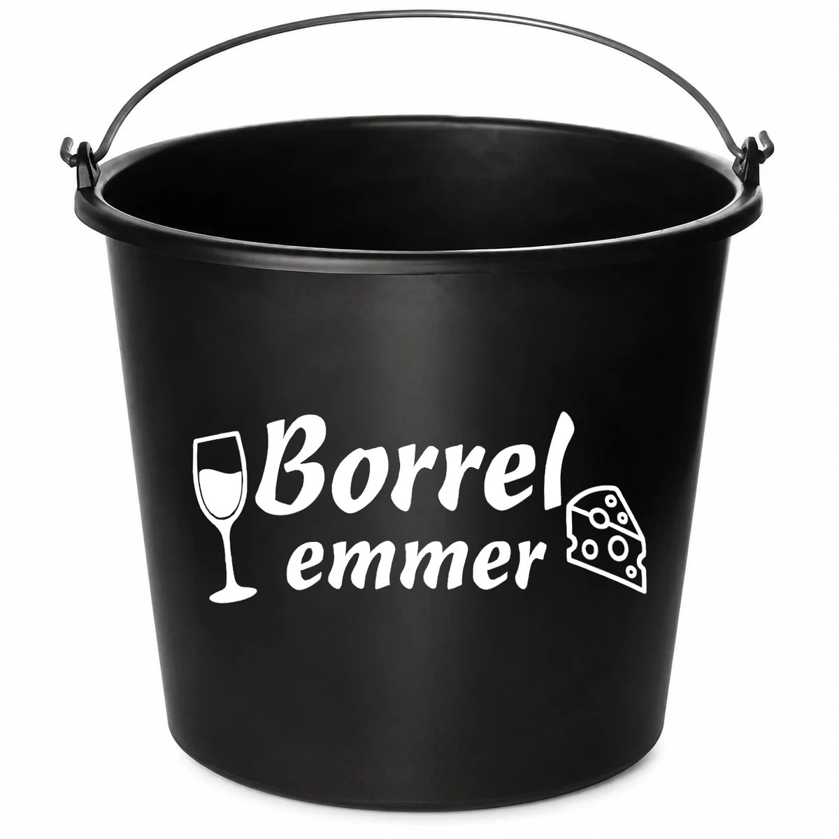 Emmer - Borrel emmer - Cadeau emmer - met tekst - 12 liter - zwart