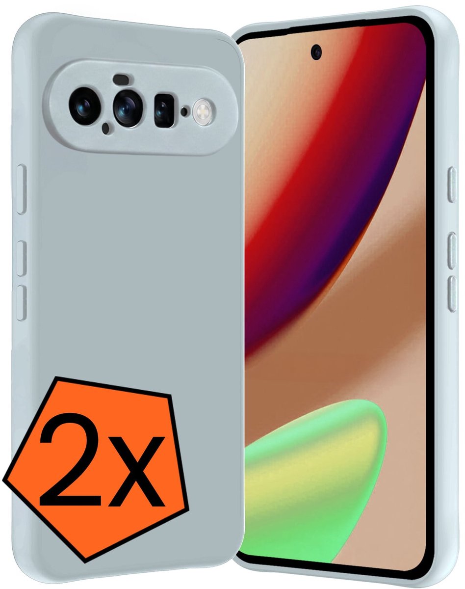 Hoes - 2 Stuks - Geschikt voor Google Pixel 11 - Sterk & Shockproof - Case Siliconen - Back Cover - Telefoon Hoes - Lichtblauw
