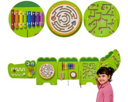 Viga Toys - Houten - Wandspeelbord - Krokodil - Lengte 187cm