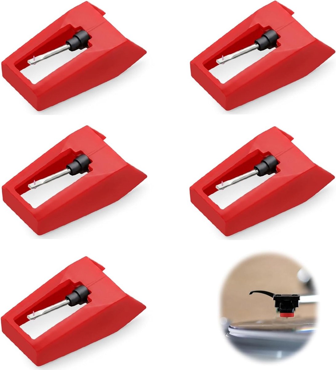 Set van 5 Vervangende Naalden voor Platenspeler, Geschikt voor Vinyl, Record Player Accessoires, Hoogwaardige Geluidsweergave