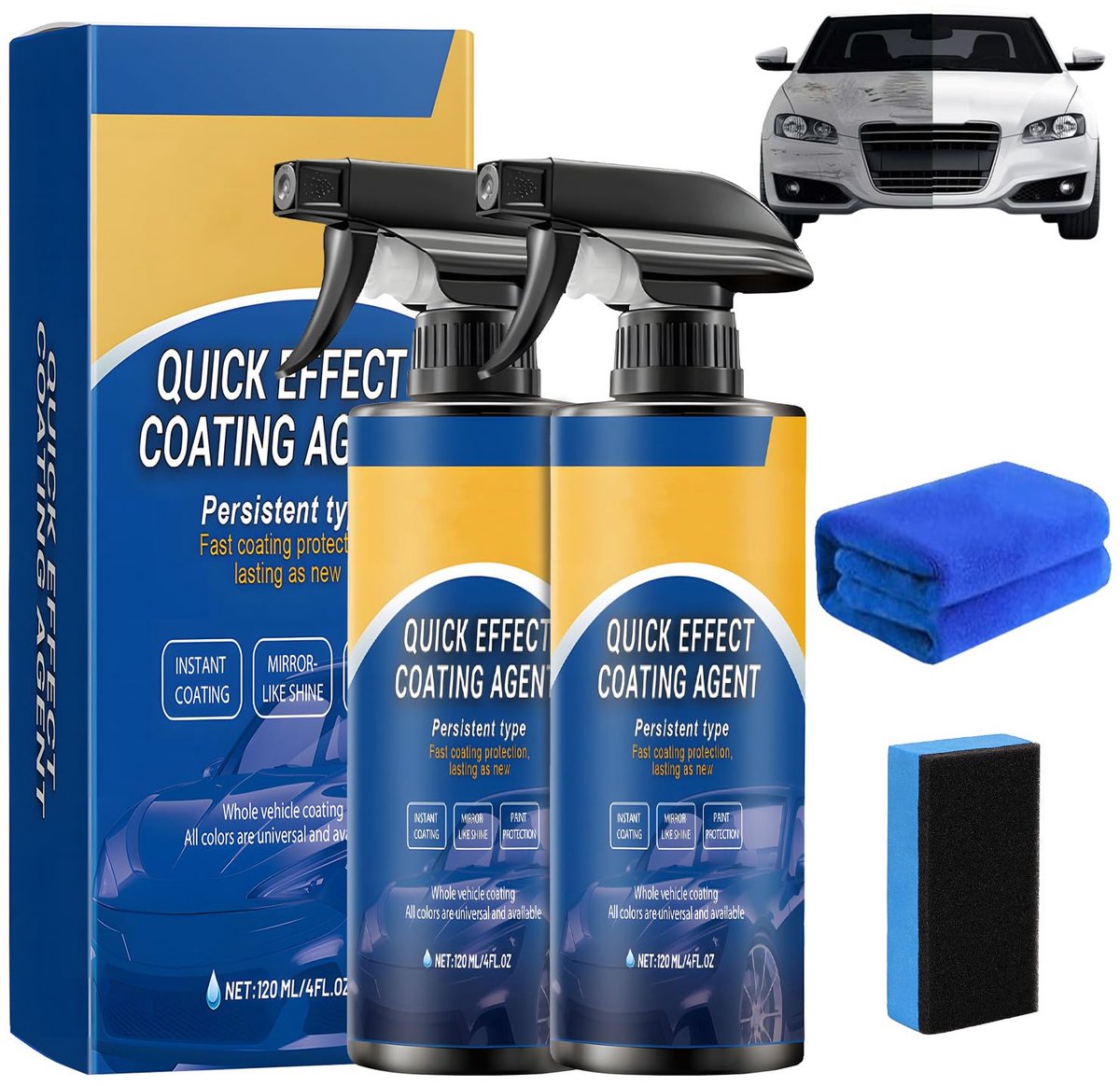 SnelShoppen - 2 Stuks Multifunctionele Coating Renewal Spray voor Auto - Hoogwaardige Bescherming, Snelle Effectiviteit, Perfect voor Auto-onderhoud,