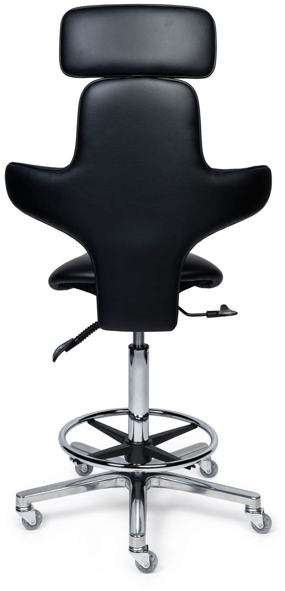 Ergonomische Zadelstoel Luxe Zwart op Wielen Standaard uitvoering (50-68cm) / Met voetensteun / Standaard wielen
