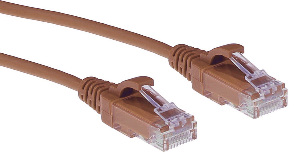 ACT Bruine 1 meter LSZH U/UTP CAT6 datacenter slimline patchkabel snagless met RJ45 connectoren DC9201