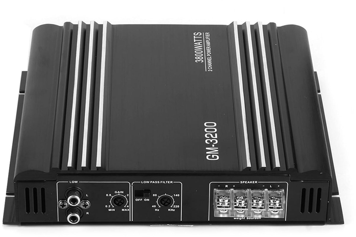 SnelShoppen - Car Amplifier Stereo 12V, 3800W 2 Kanaals Audio Power Amplifier, Zwarte Aluminium Legering, Hifi Auto Versterker voor Feest en Reizen