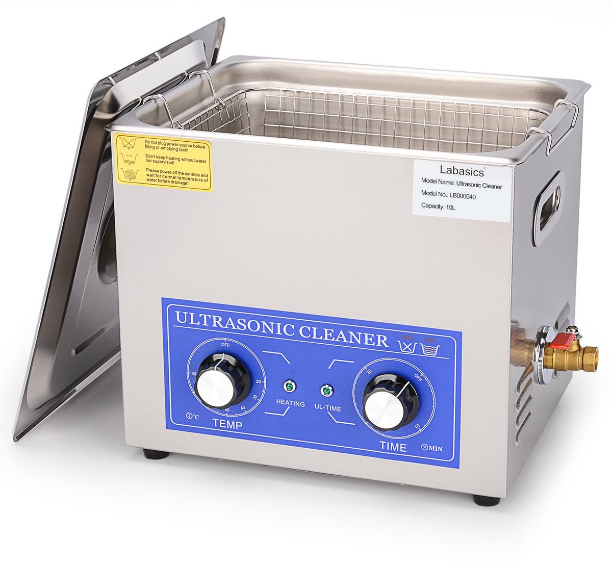 SnelShoppen - Ultrasonic Cleaner 10L - 304 RVS - Professionele Ultrasone Reinigingsmachine met Mechanische Bediening, Verwarming en Timer voor Laborat