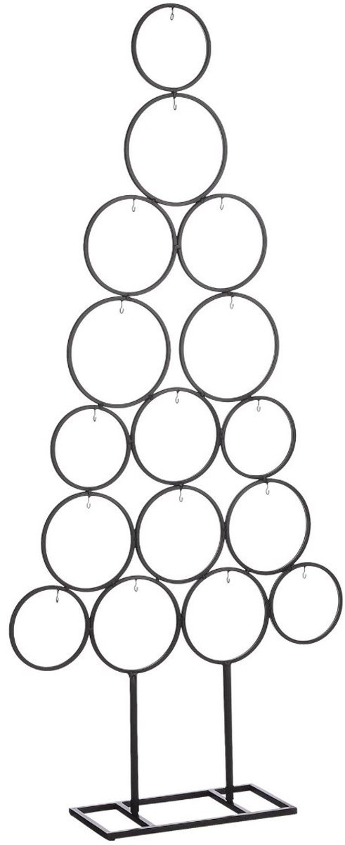 Mica Decorations Decoratie Boom voor Kerstballen - Kerstboom voor 16 Kerst Ornamenten - Sierboom Ijzer - Kerstdecoratie voor Binnen - L53 x B15 x H117,5 cm - Zwart