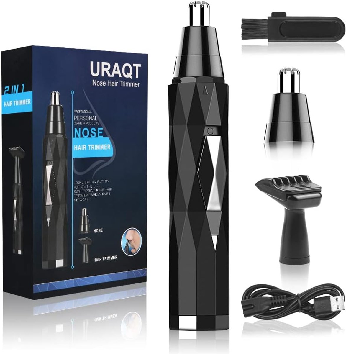 SnelShoppen - Neushaartrimmer voor Mannen, 2-in-1 Pijnloze Neus en Oor Clip, USB Oplaadbare Gezichtshaartrimmer, Lichtgewicht Dubbelzijdige Detailtrim