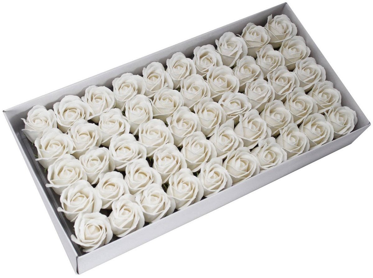 Zeep Bloemen - Large Roos - Ivoor - 25 stuks - 7.5x7cm - Zeeprozen - Zeep Rozen Ivoor - Zeep Componenten - Zeepbloemen