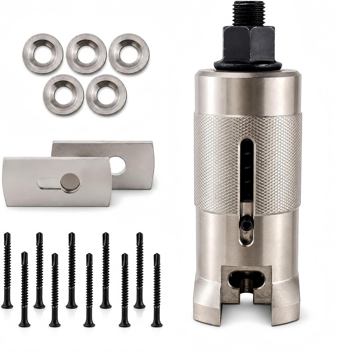 SnelShoppen - Professionele Nail Puller Set van RVS met 5.5 mm Schroeven, Trekplaten en Afsluitringen - Perfect voor Slotenmaker en Deuren Openen