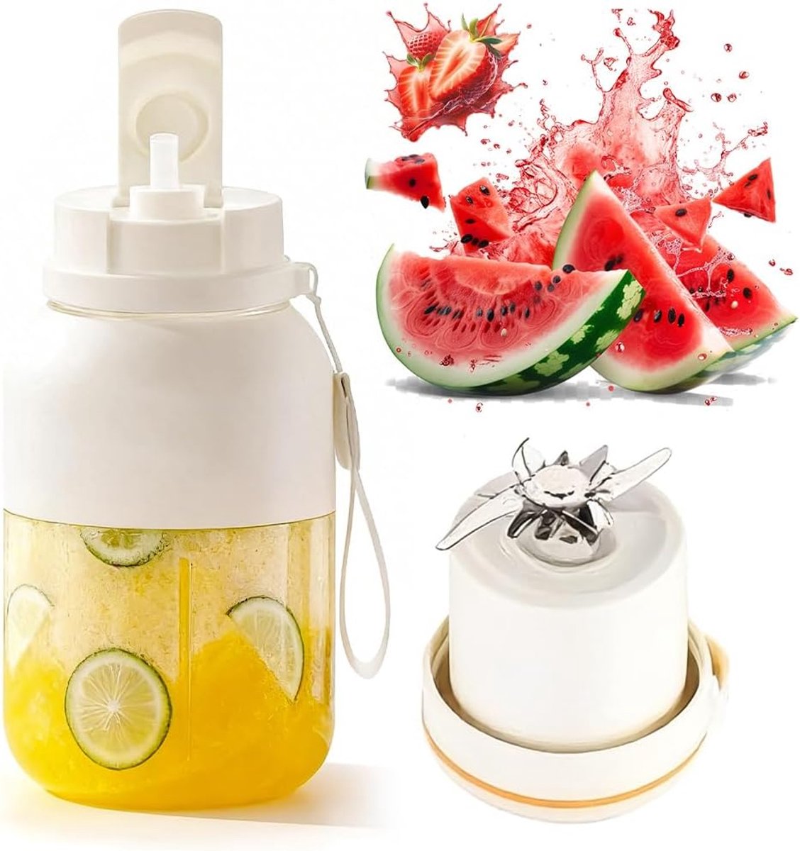 SnelShoppen - Portable Mixer, Smoothie Maker To Go, 1200ml Cup met Lekvrije Deksel en Drinkopening voor Verse Sap, Smoothie en Shake - Mini Mixer voor