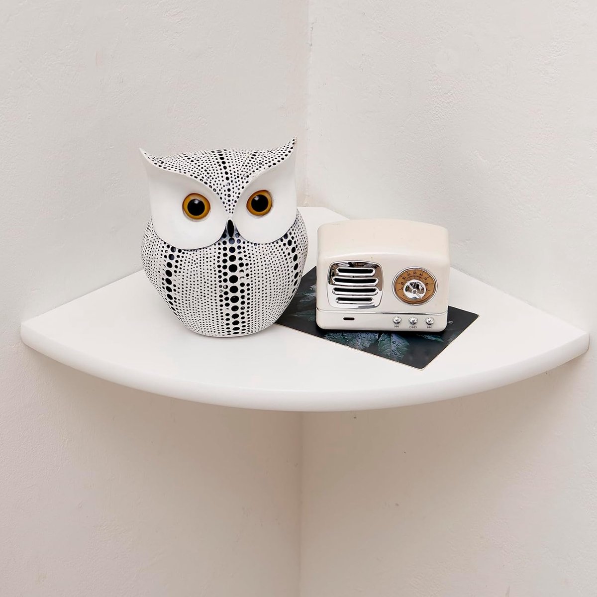 SnelShoppen - Witte Natuurlijke Eiken Houten Wandplank - Minimalistische Drijvende Plank voor Slaapkamer, Keuken, Woonkamer - 7 Inch - Duurzaam en Sti