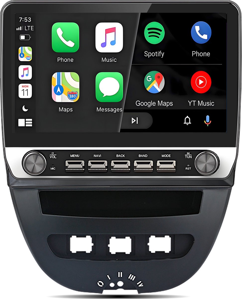 Cestovet Autoradio - RAM 6GB + ROM 128GB - 10.1 Inch Radio Scherm - Geschikt Voor Toyota Aygo Citroen C1 Peugeot 107 2005 t/m 2014 - Draadloze Carplay Android Auto - GPS Navigatie - Bluetooth Wifi 4G+SIM