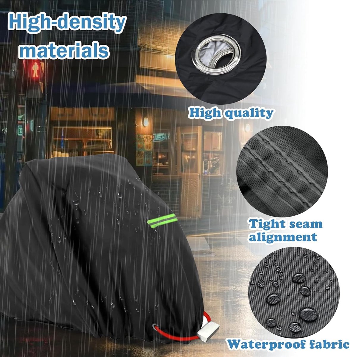 SnelShoppen - Motorfiets Cover XXXL - Waterdichte Motor Tarpaulin 420D Oxford - Beschermhoes voor Motor en Scooter - 265 x 105 x 133 cm - Robuust en W – foto 5