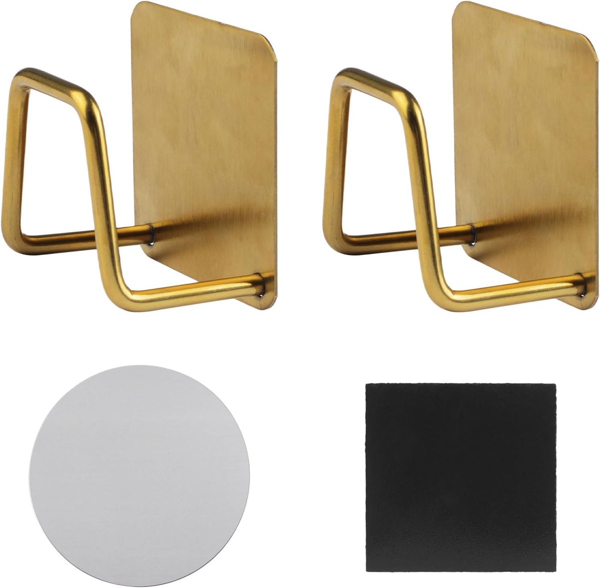 SnelShoppen - 2x Magnetische Spons Houder voor Keuken, Rvs, Goud, Zelfklevend, Ideaal voor Aanrecht, Duurzaam en Roestvrij, Compacte Maat 4.3x4.2cm