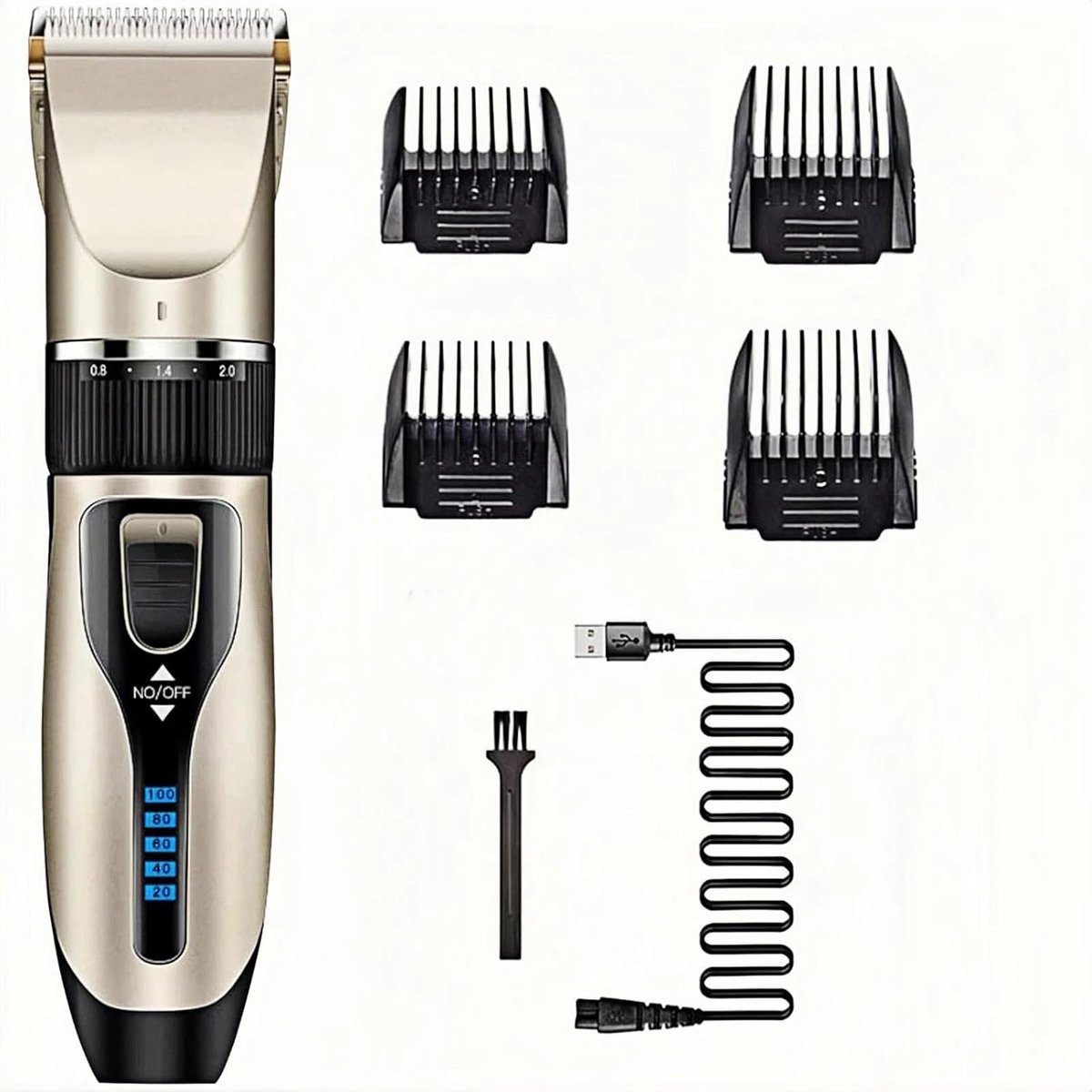 SnelShoppen - Professionele Draadloze Haar Clippers voor Mannen - Haar- en Baardtrimmer Set met USB Oplaadbaar Design en LED Display - Voor Thuisgebru