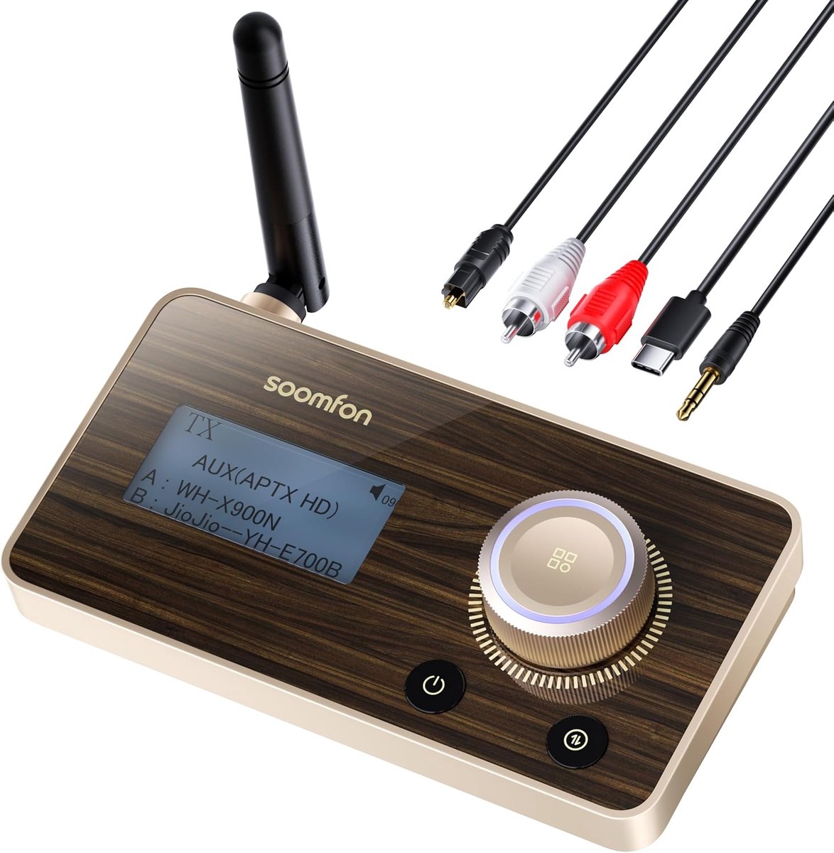 SnelShoppen - Bluetooth 5.2 Transmitter Receiver aptX Low Latency/HD, Dual Link Audio Adapter voor TV, Hoofdtelefoon en Stereo Systemen (Optical, AUX,