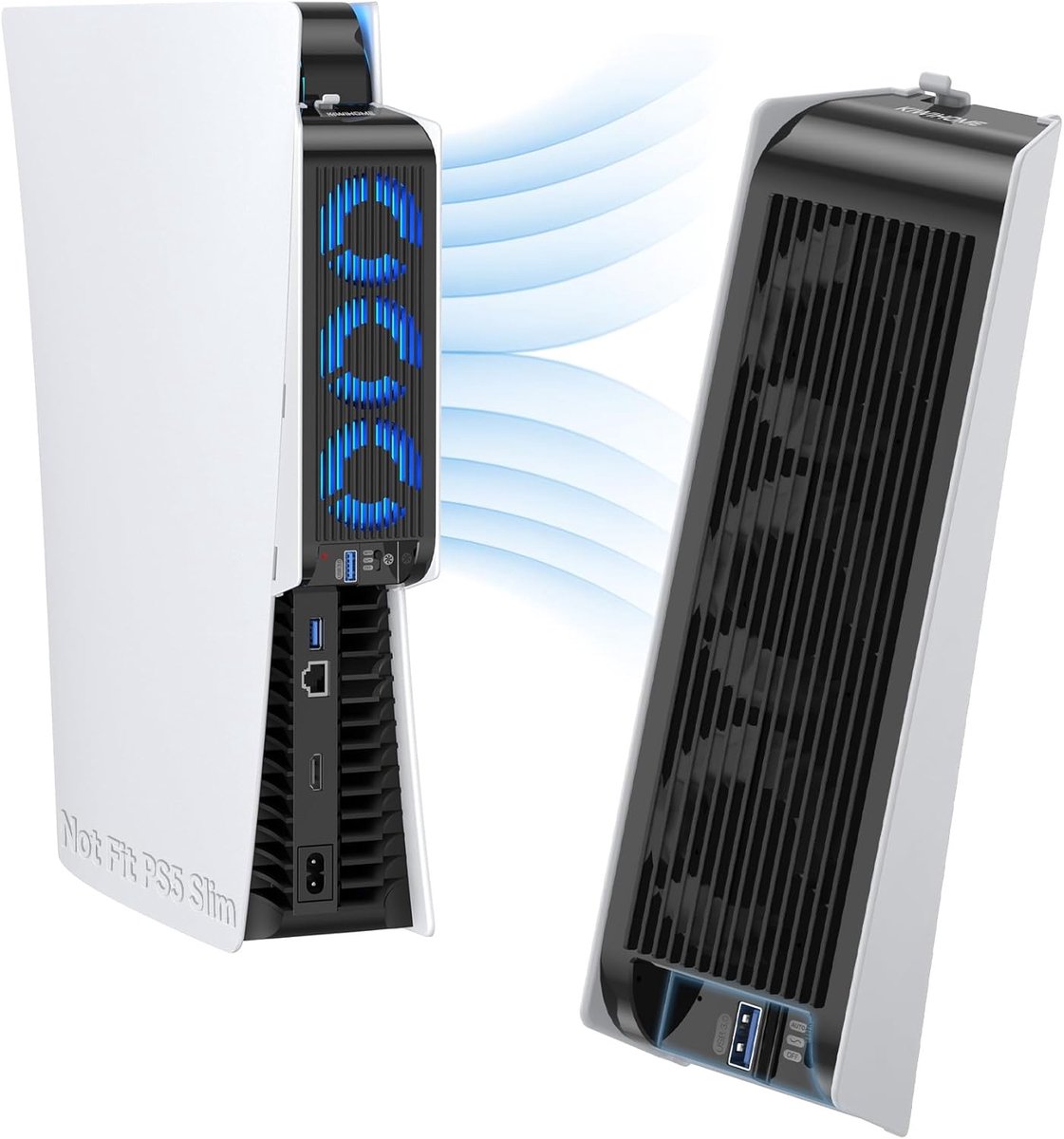 SnelShoppen - Cooling Fan voor PS5 Accessoires, Upgrade Koelventilator met 3 Ventilatoren, LED Licht en USB Poort voor PS5 Digitale/Ultra HD Edition (
