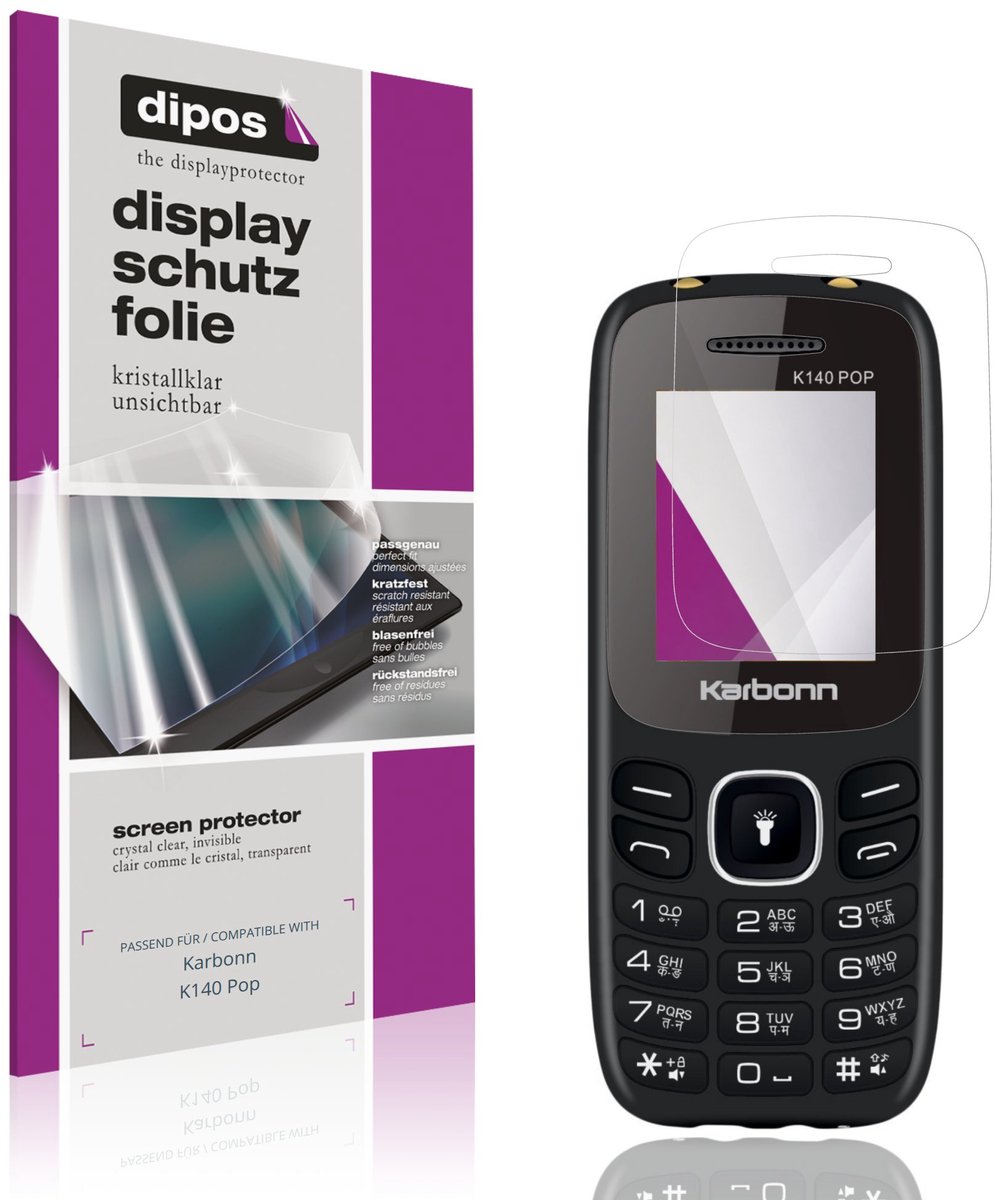 dipos – 4x Beschermfolie geschikt voor Karbonn K140 Pop | Krasbestendige & heldere Screenprotector Ultra-Thin